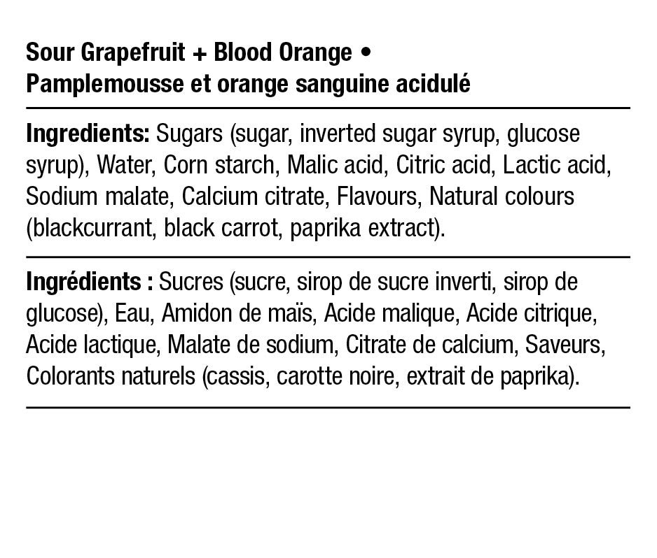 Ingredients - Sour Grapefruit + Blood Orange